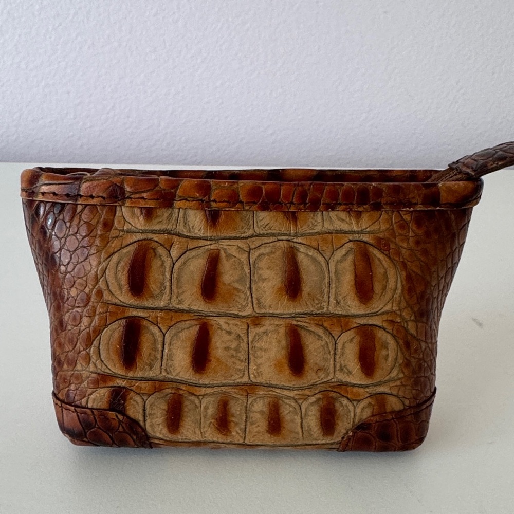 Brahmin Tan and Brown Croc-Embossed pouch/coin purse
